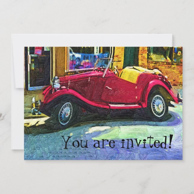 Invitation to Celebration with Classic Car (Front)