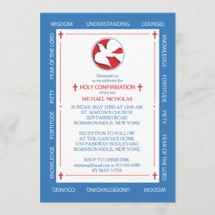 Invitation to Confirmation Spirit Gifts Border on