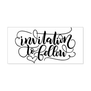 Invitation to follow - save the date - calligraphy rubber stamp