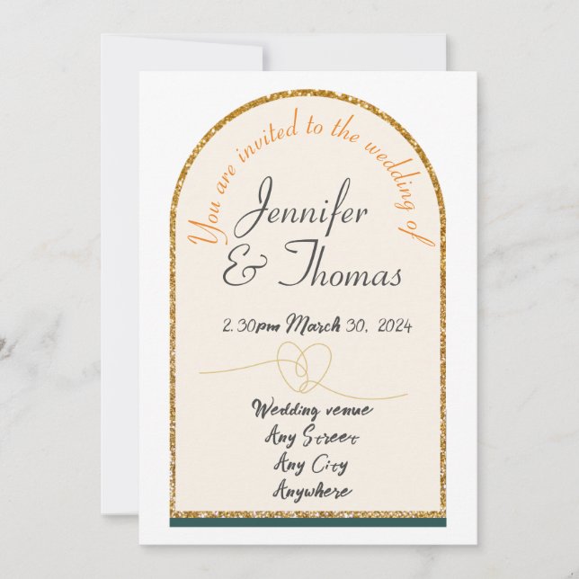 Invitation to our wedding/gold edge  (Front)