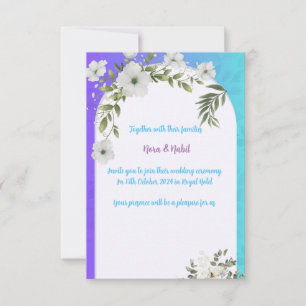 Invitation to the blues and floral purple wedding