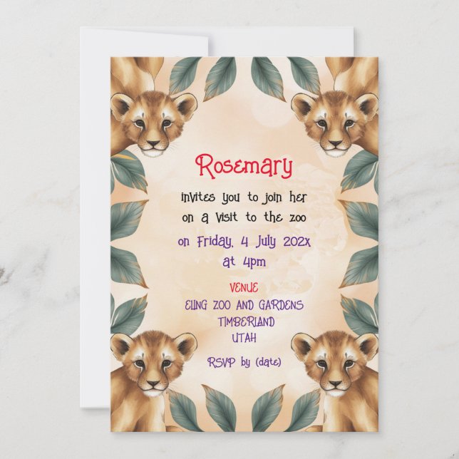 Invitation To Visit The Zoo (Front)