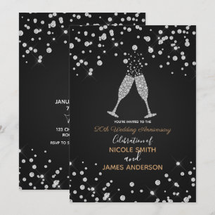 Invitation Toast au Champagne Diamant Moderne Chic Anniversai
