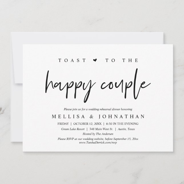 Invitation Toast au couple heureux, répétition Mariage (Devant)