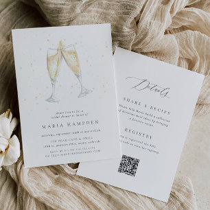 Invitation Toast Champagne Fête des mariées double face