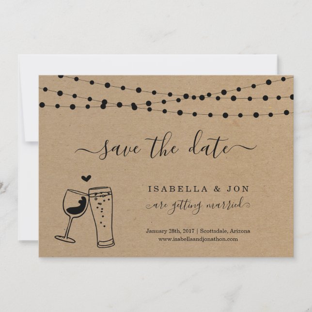 Invitation Toast de vin et de bière Enregistrer la date Annon (Devant)