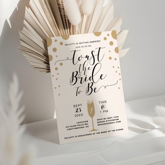 Invitation Toast La Mariée | Fête des mariées des bulles de c (Toast The Bride | Champagne Bubbles Bridal Shower Invitation)
