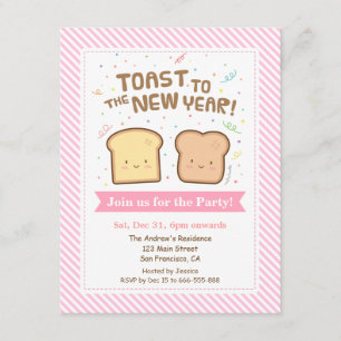 Invitation Toast mignon au Jour de l'An Pun Confetti Party
