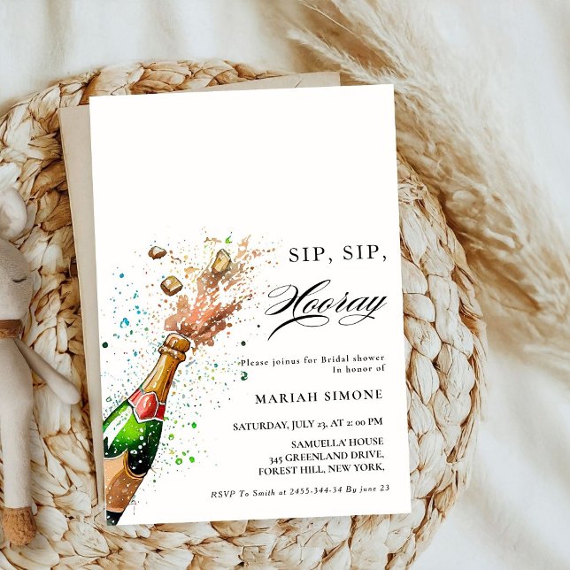 Invitation Toast Pink Champagne Bouteille Douche nuptiale (Créateur téléchargé)