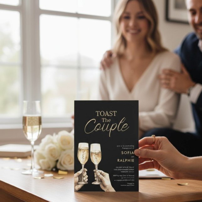 Invitation Toast The Couple Gold Script Engagement (Créateur téléchargé)