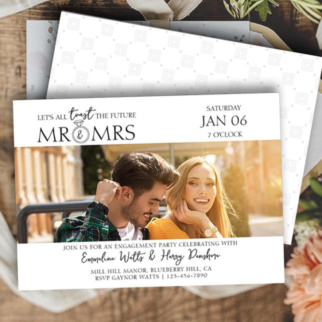 Invitation Toast the Future Mr & Mrs Fiançailles Photo Party (Engagement Photo Invitation from the Engagement Party Invitations collection by Darling & May)