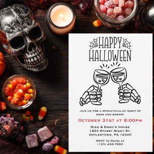 Invitation Toasts de squelette Vin Simple Amusement Halloween