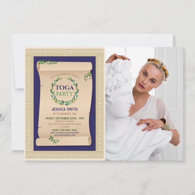 Invitation Toga Party Ancien Ancien Romain Anniversaire Ivy S (Devant)