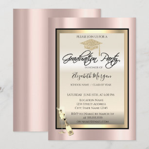 Invitation Toge de remise de diplôme,Verre à vin Rose Gold Gr