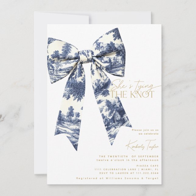 Invitation Toile à mâchoires bleues Elle noue la Fête des mar (Devant)