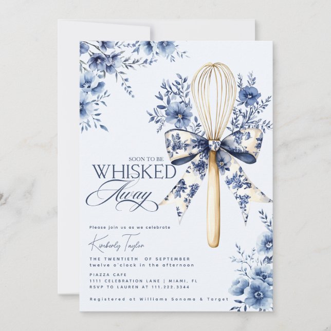 Invitation Toile bleu Dusty Whisaway Fête des mariées (Devant)