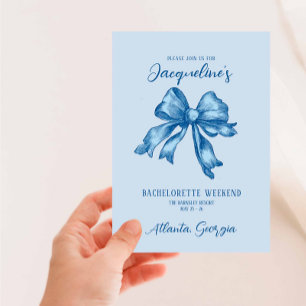 Invitation Toile Bleu Français Coquette Bachelorette