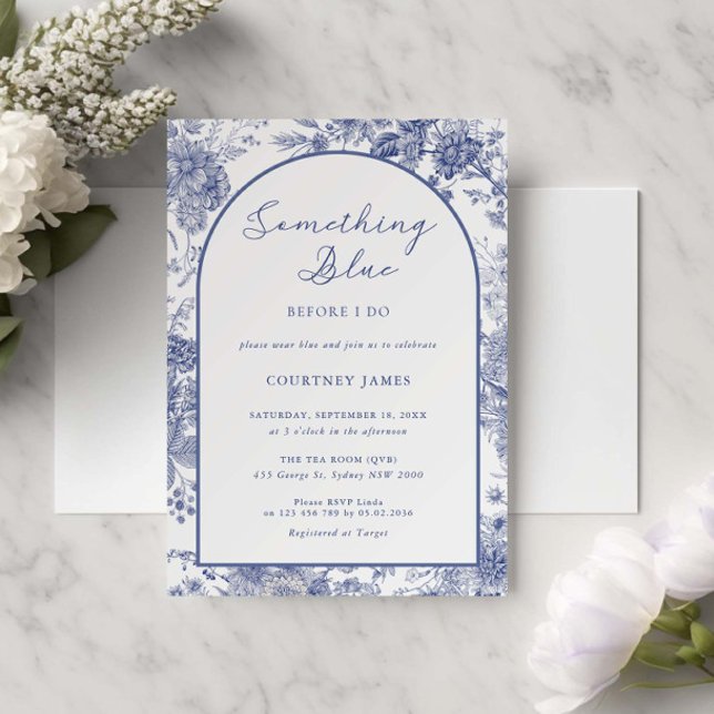 Invitation Toile bleue Fête des mariées bleu français (Créateur téléchargé)