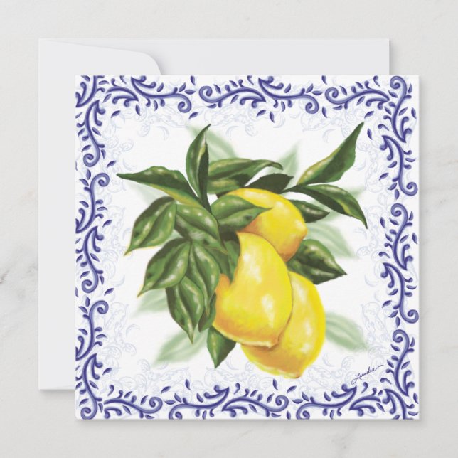 Invitation Toile Citron pour Mariage ou Fêtes (Devant)