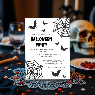 Invitation Toile d'araignée Chauve-souris Halloween Fête Noir