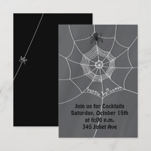 Invitation Toile d'araignée noire et blanche mignonne d'Hallo