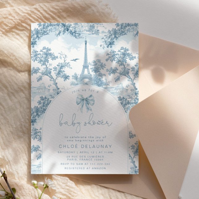 Invitation Toile de Jouy Baby shower à thème français (Créateur téléchargé)