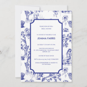 Invitation Toile de Jouy bleue et blanche