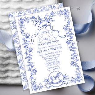 Invitation Toile de Jouy Chinoiserie Horse Boy Baby shower