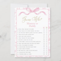Toile De Jouy Mommy ou Daddy jeu de Baby shower