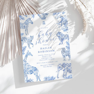Invitation Toile de Jouy Safari Baby Shower