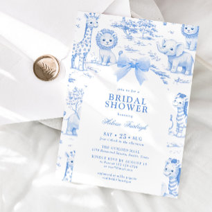 Invitation Toile De Jouy Safari Bleu Arc Garçon Baby Shower