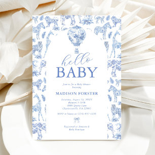 Invitation Toile De Jouy Safari Garçon Baby Shower