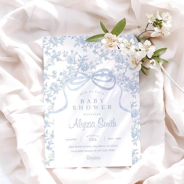 Invitation Toile et Baby shower de caisson bleu clair (Créateur téléchargé)