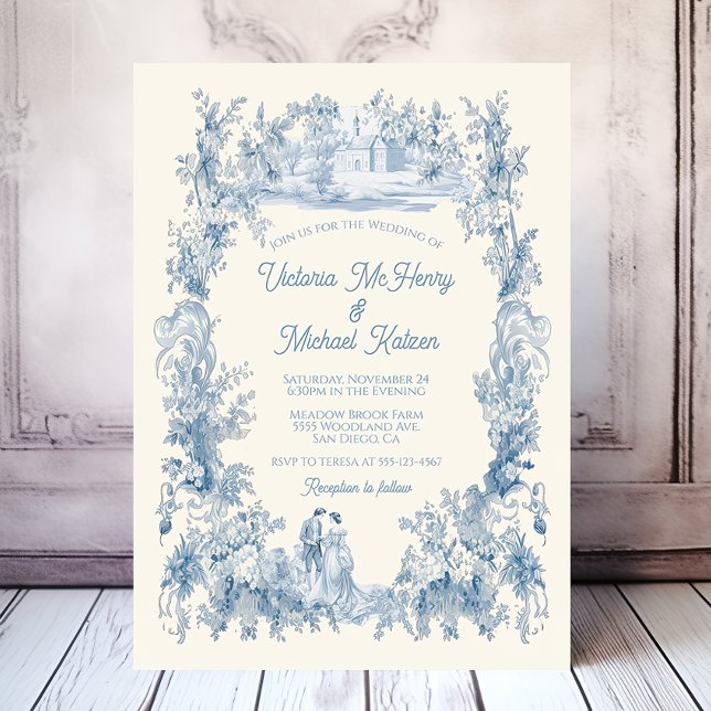 Invitation Toile Floral château Mariage (Créateur téléchargé)