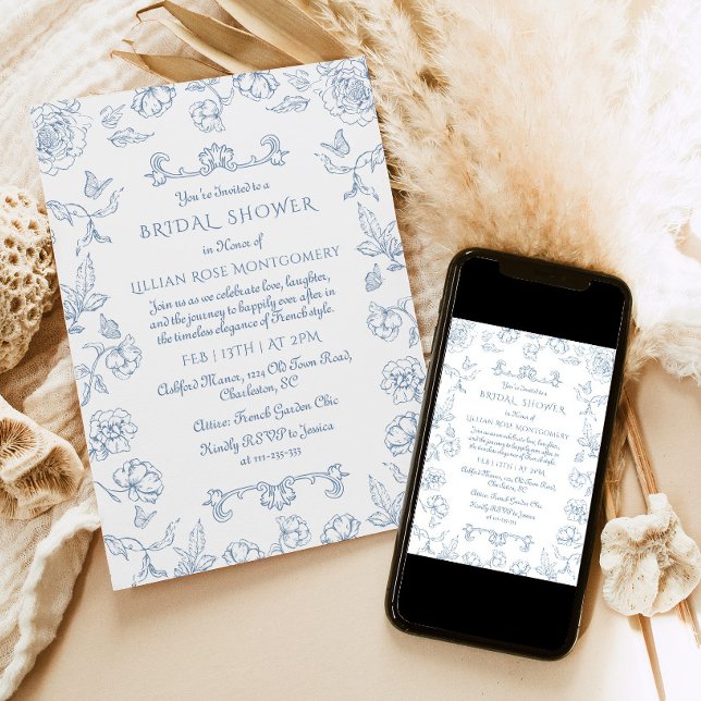 Invitation Toile Floral Jardin Whimsal Douche nuptiale (Créateur téléchargé)