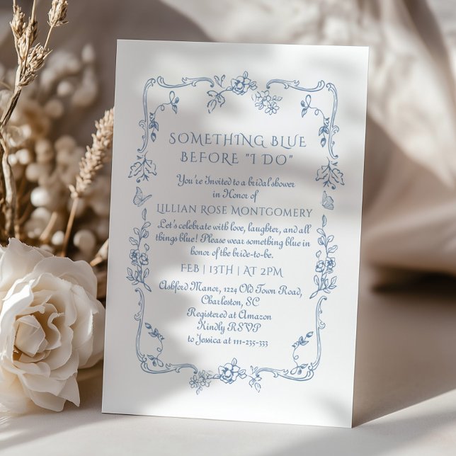 Invitation Toile Floral Quelque chose de bleu avant de faire  (Créateur téléchargé)