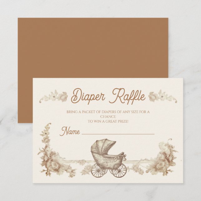Invitation Toile Neutral Teddy Bear Diaper Raffin (Devant / Derrière)