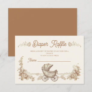 Invitation Toile Neutral Teddy Bear Diaper Raffin