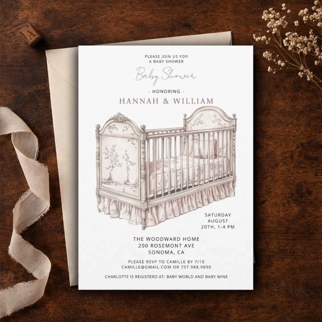 Invitation Toile Pink Baby Shower (Créateur téléchargé)