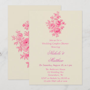 Invitation Toile rose vintage Mariage Couples Douche Couples