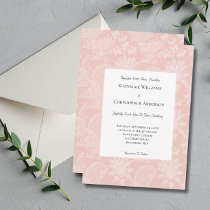 Invitation Toile Vintage rose Blanc Rose Mariage élégant