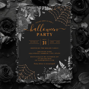 Invitation Toiles arachnéennes florales sombres et orange pou