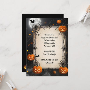 Invitation Toiles d'araignées et Jack-O-Lanterns Halloween