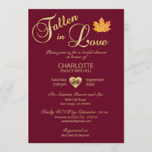 Invitation Tombé dans la Fête de la mariée de rouge de
