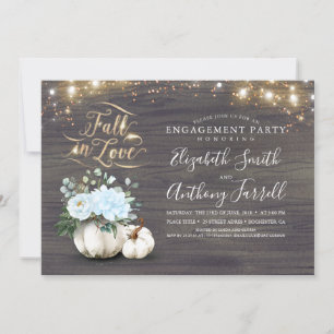 Invitation Tombe dans l'amour Blanc Citrouille Rustic Engagem