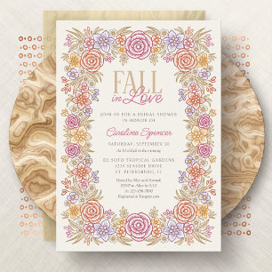 Invitation Tombe en amour Automne Fleur sauvage Fête des mari