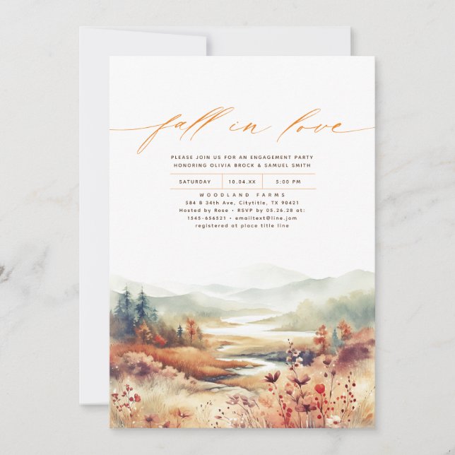 Invitation Tombe en Amour Automne Nature Engagement Party (Devant)