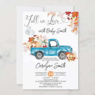 Invitation Tombe en amour Citrouille bleu Pickup Baby shower 