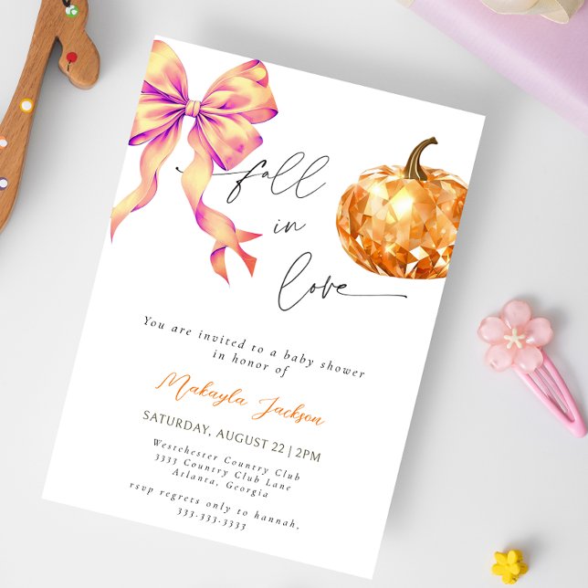 Invitation Tombe en amour Citrouille de diamant Baby shower B (Créateur téléchargé)
