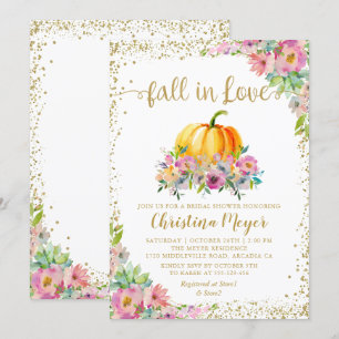 Invitation Tombe en amour Citrouille Floral Fête des mariées 